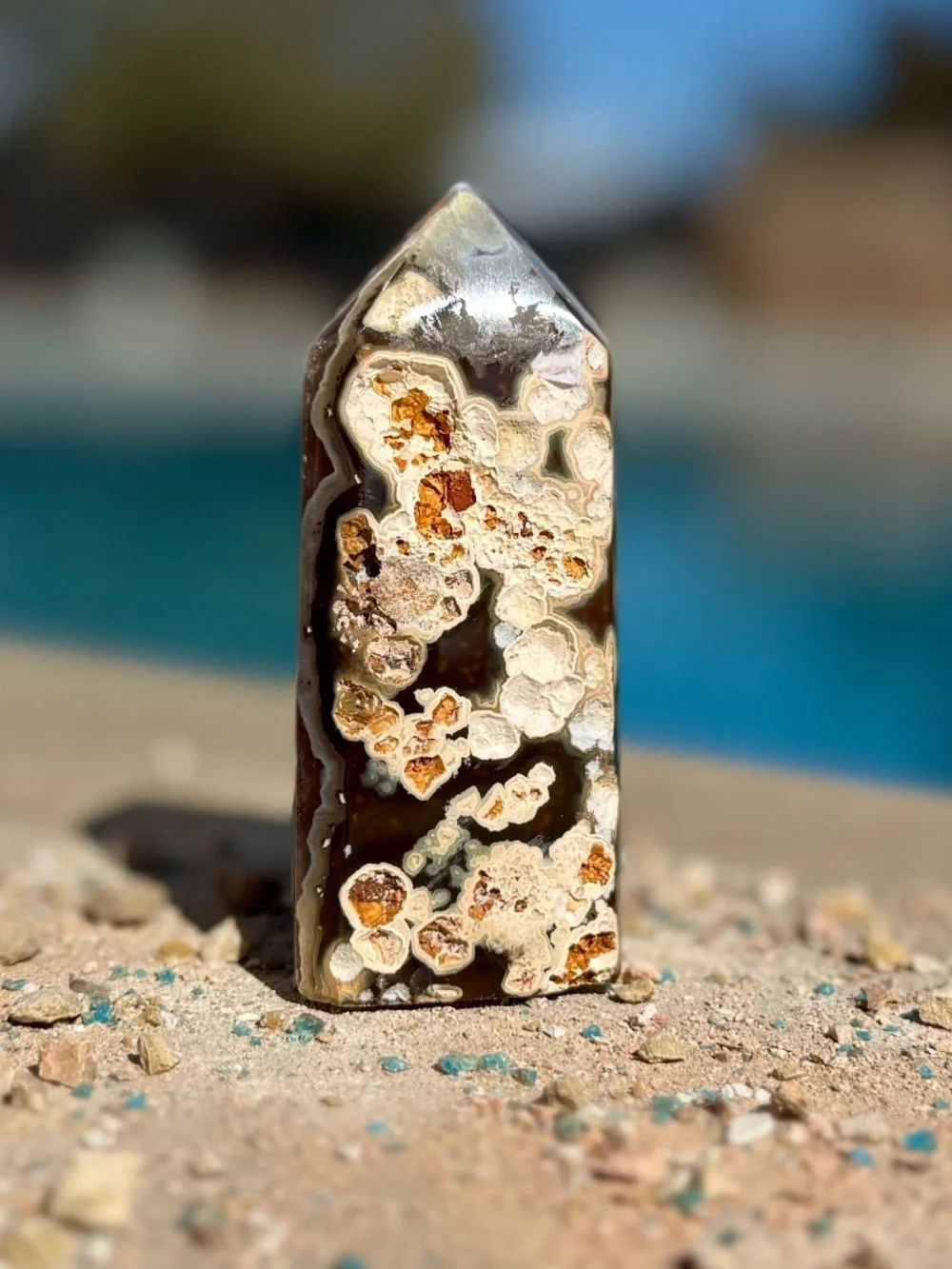 Brazilian Chalcedony Agate Druzy Tower Crystal this authentic